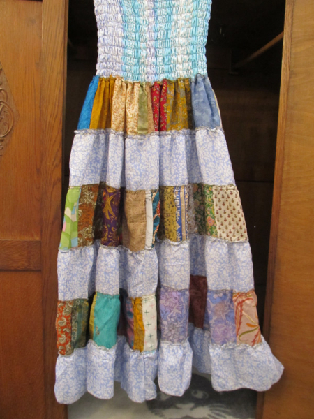 Summer Skirt Patchwork lightblue/white